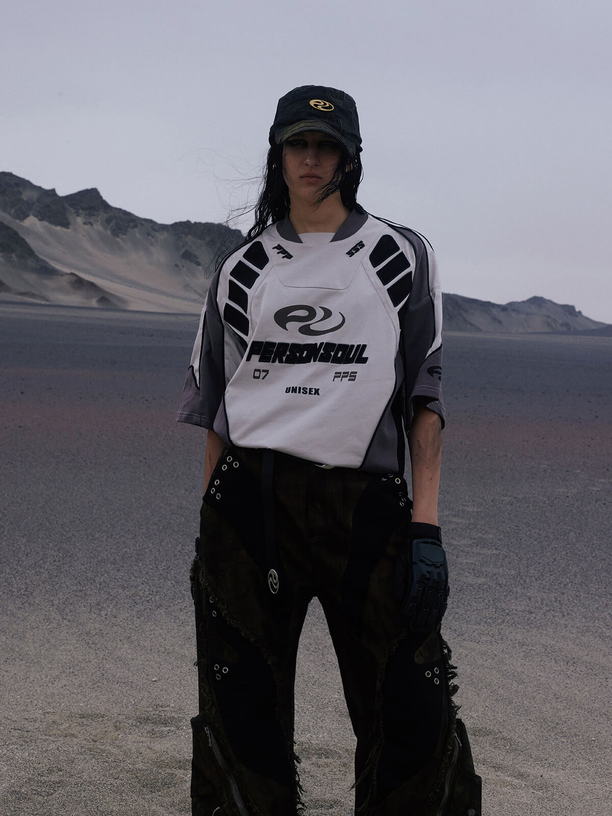 Personsoul Racing Logo Oversized T-Shirt-IYAMIUIO