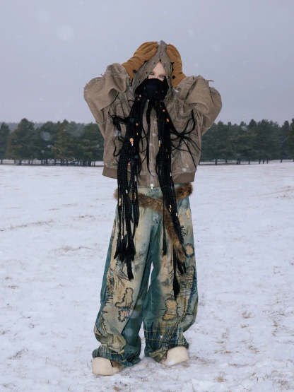 Personsoul Sand Dirty Dye Zip-Up Hoodie-IYAMIUIO