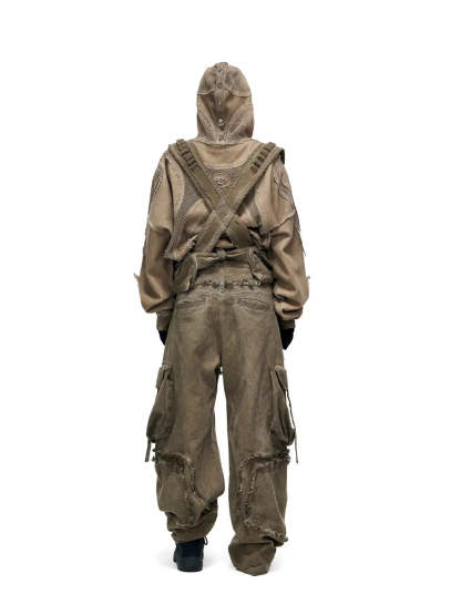 Personsoul Sand Dirty Dye Zip-Up Hoodie-IYAMIUIO