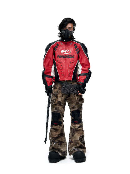 Personsoul Sheepskin Racing Jacket-IYAMIUIO