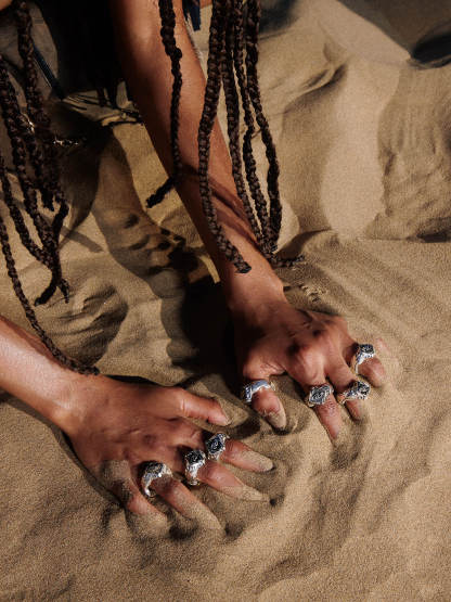 Personsoul Yuan Symbol Signet Silver Ring-IYAMIUIO