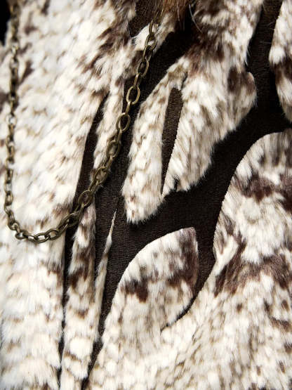 Personsoul Snake Print Faux Fur Jacket-IYAMIUIO