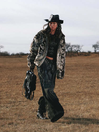 Personsoul Fringed Belt Raw Edge Jeans-IYAMIUIO