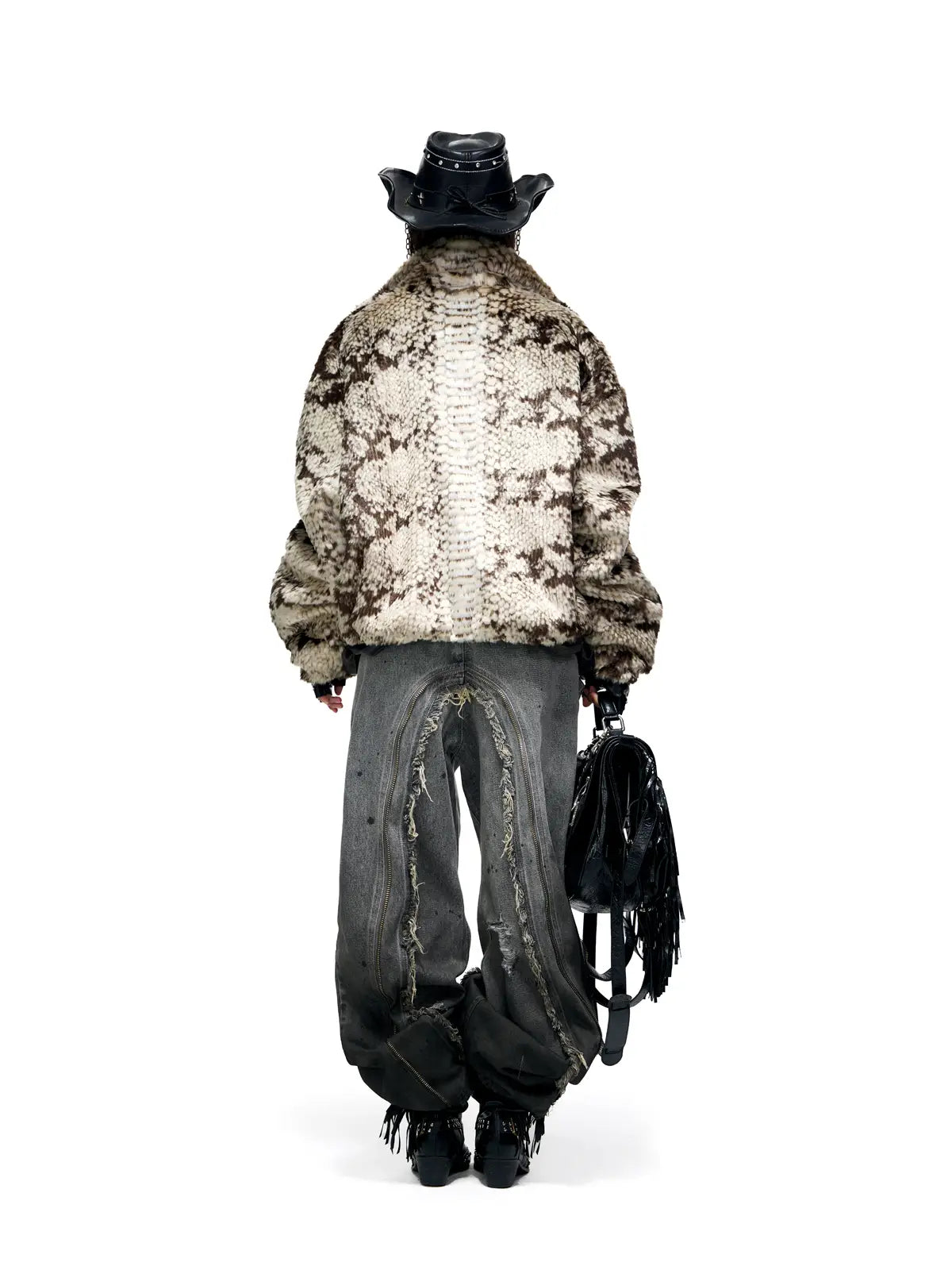 Personsoul Fringed Belt Raw Edge Jeans-IYAMIUIO