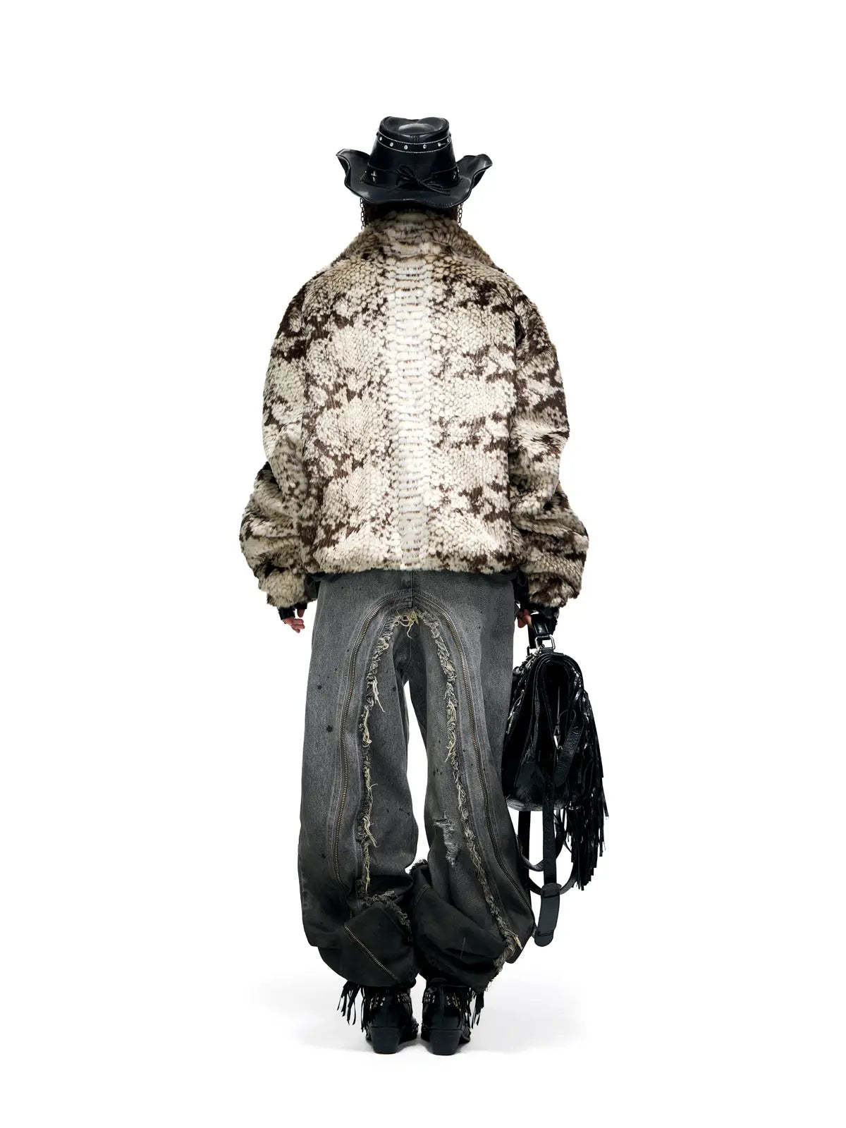 Personsoul Fringed Belt Raw Edge Jeans-IYAMIUIO