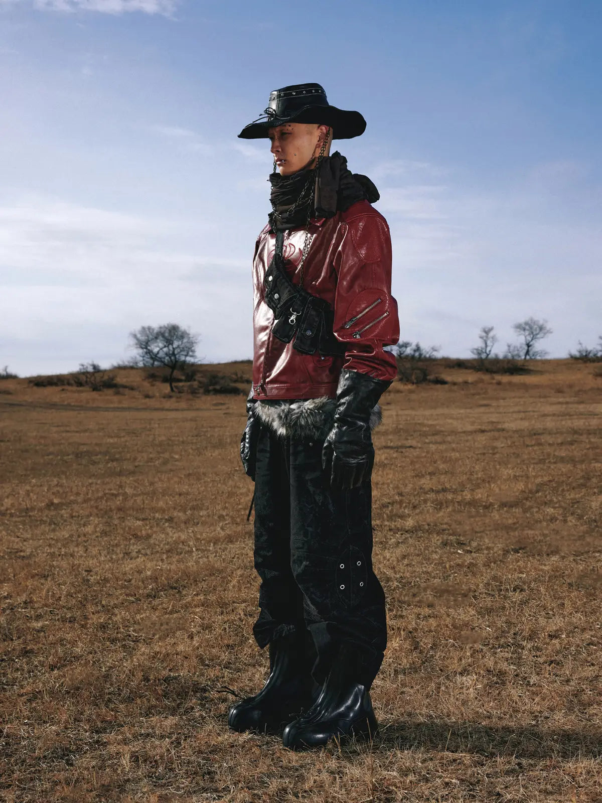 Personsoul Snake Texture Black Jeans-IYAMIUIO