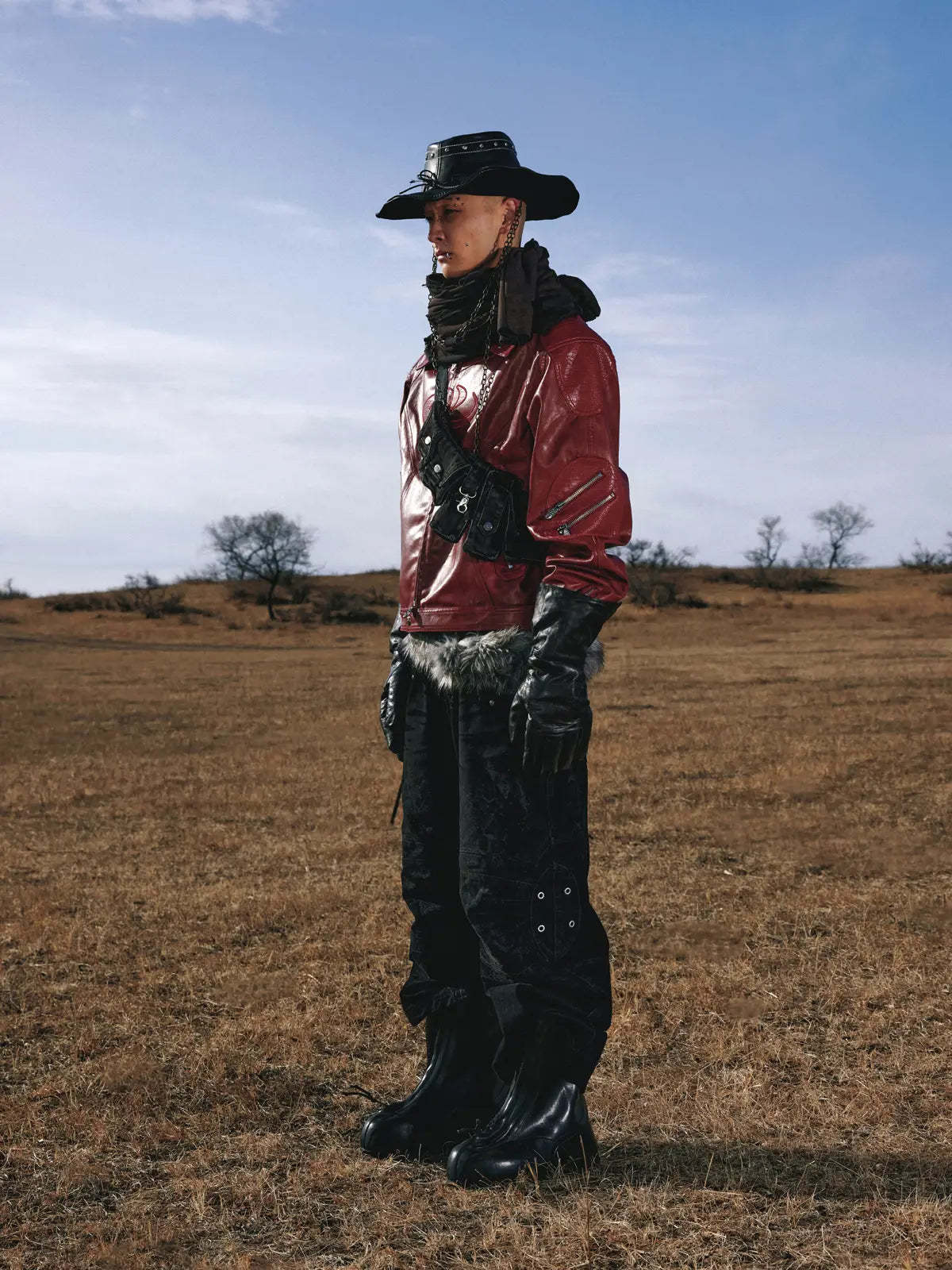 Personsoul Snake Texture Black Jeans-IYAMIUIO