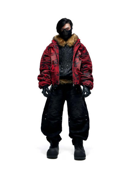 Personsoul Snake Texture Black Jeans-IYAMIUIO