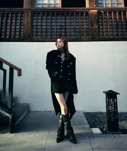 【23s December.】Long Woolen Coat with Metal Buckles-IYAMIUIO
