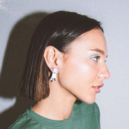 Naughty Nerm Earring Set (White)-IYAMIUIO