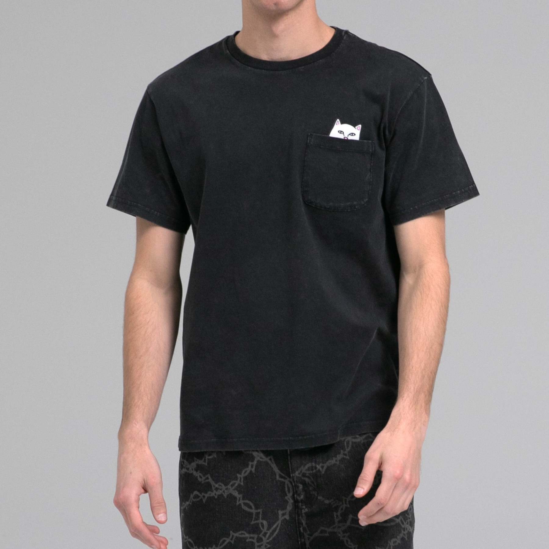 Lord Nermal Pocket tee (Black Mineral Wash)-IYAMIUIO