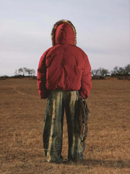 Personsoul Stain Embroidery Scimitar Jeans-IYAMIUIO