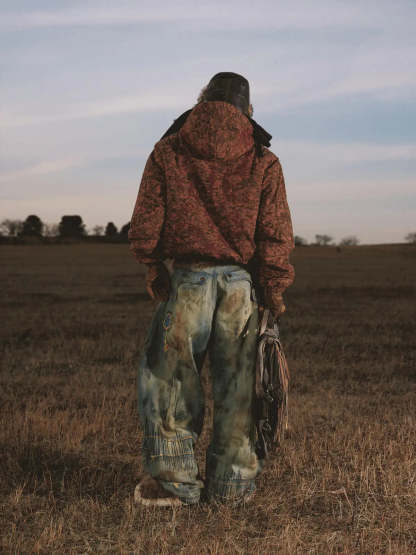 Personsoul Stain Embroidery Scimitar Jeans-IYAMIUIO