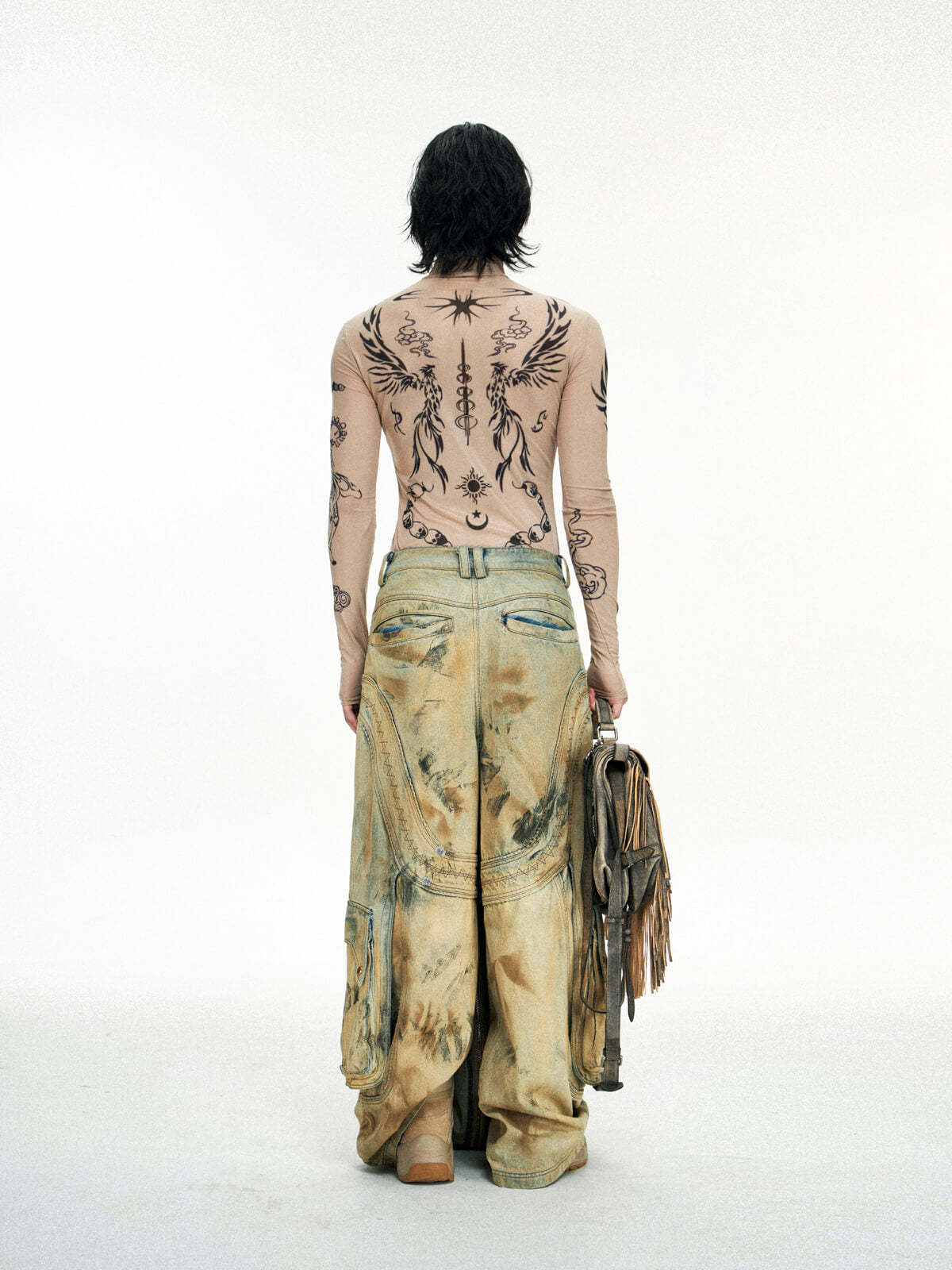 Personsoul Dirty Distressed Apricot Gaucho Pants-IYAMIUIO