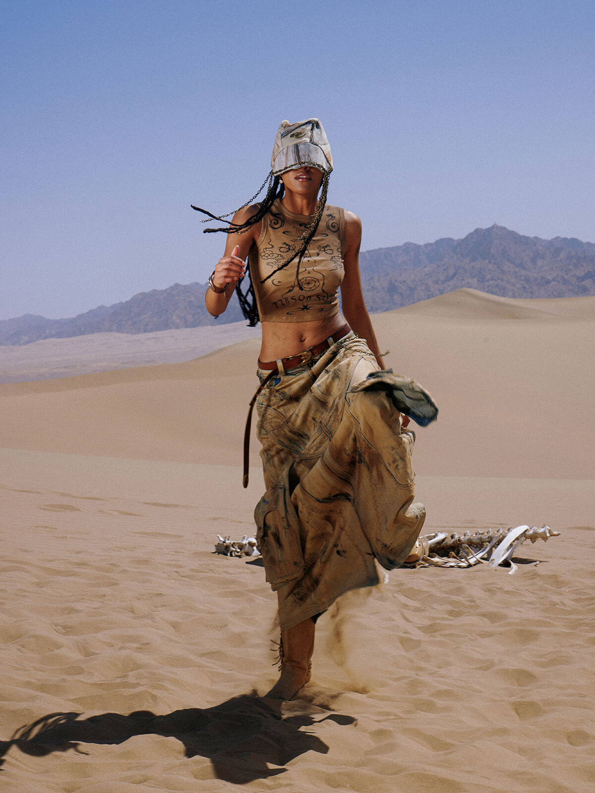 Personsoul Dirty Distressed Apricot Gaucho Pants-IYAMIUIO