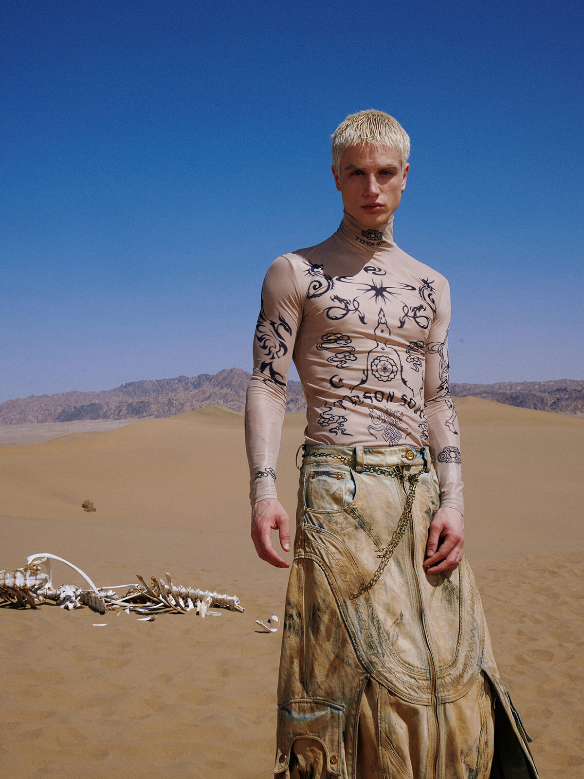 Personsoul Dirty Distressed Apricot Gaucho Pants-IYAMIUIO