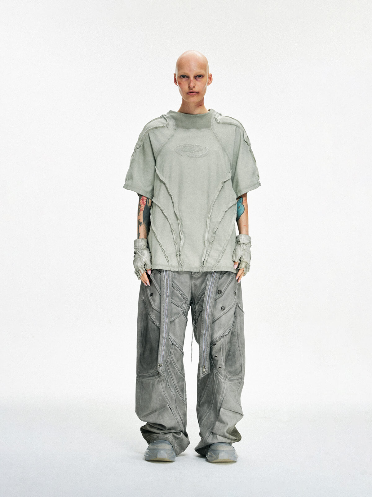 Personsoul Desert Distressed Grey T-shirt-IYAMIUIO