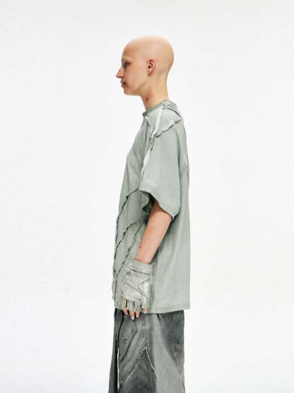 Personsoul Desert Distressed Grey T-shirt-IYAMIUIO