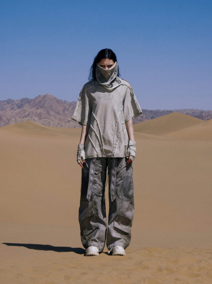 Personsoul Desert Distressed Grey T-shirt-IYAMIUIO