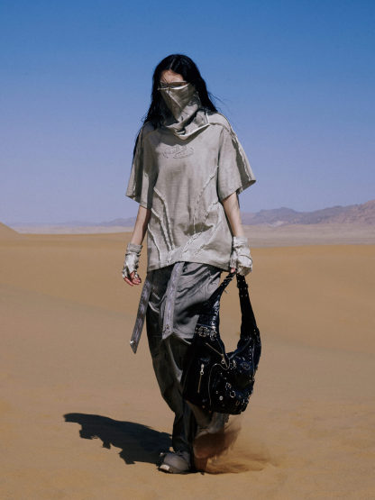 Personsoul Desert Distressed Grey T-shirt-IYAMIUIO