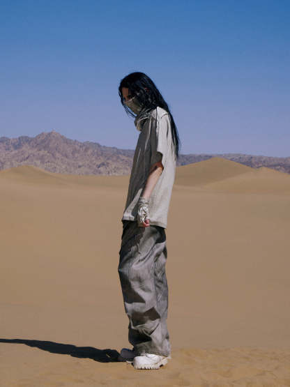 Personsoul Desert Distressed Grey T-shirt-IYAMIUIO