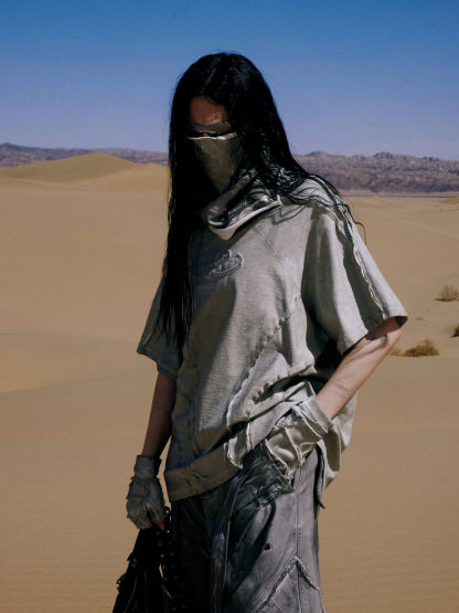 Personsoul Desert Distressed Grey T-shirt-IYAMIUIO