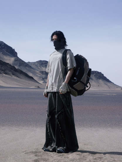 Personsoul Desert Distressed Grey T-shirt-IYAMIUIO