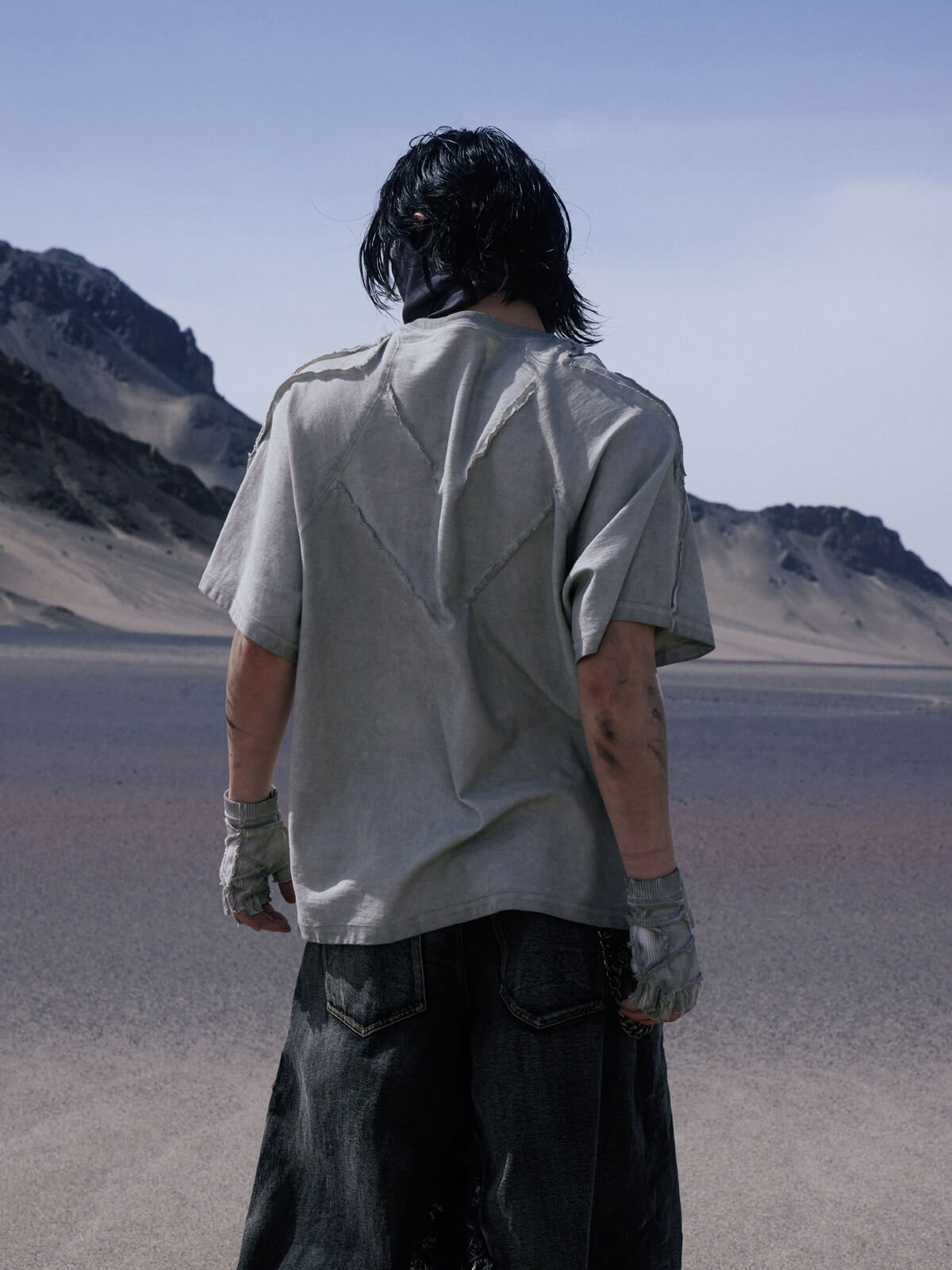 Personsoul Desert Distressed Grey T-shirt-IYAMIUIO