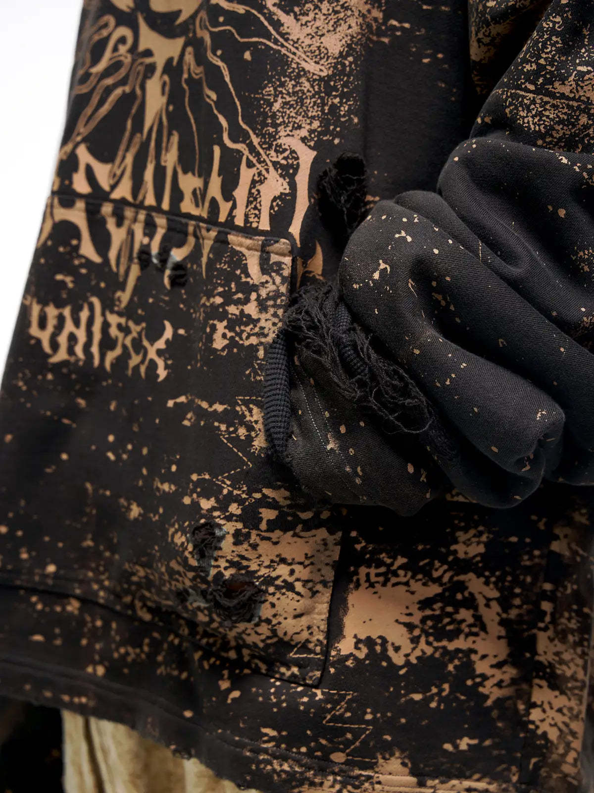 Personsoul Sun Totem Distressed Hoodie-IYAMIUIO