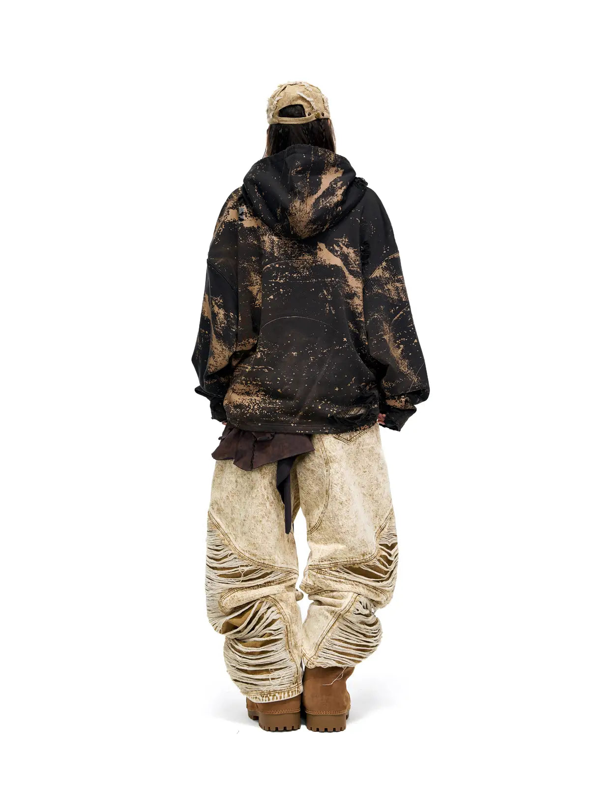 Personsoul Sun Totem Distressed Hoodie-IYAMIUIO