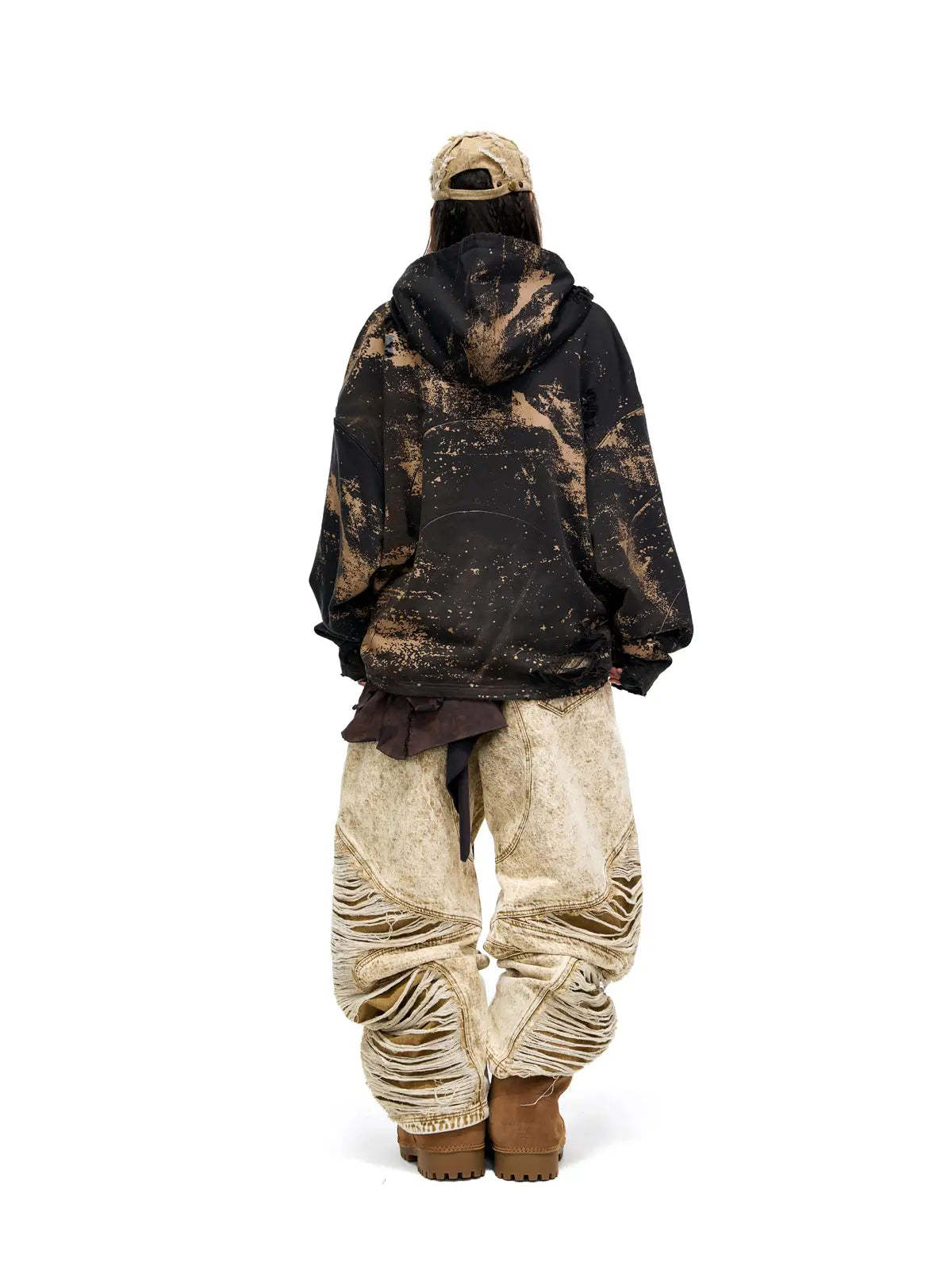 Personsoul Sun Totem Distressed Hoodie-IYAMIUIO