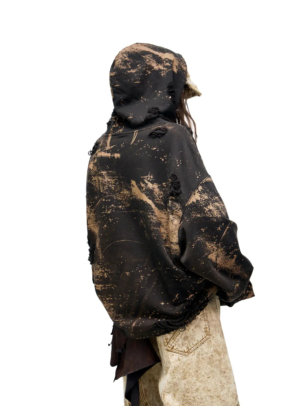 Personsoul Sun Totem Distressed Hoodie-IYAMIUIO