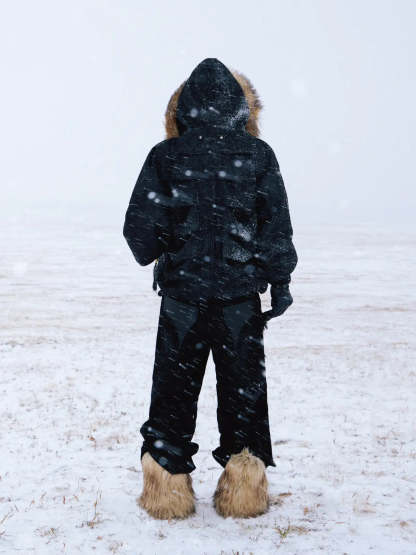 Personsoul Sun Totem Fur Collar Hoodie-IYAMIUIO