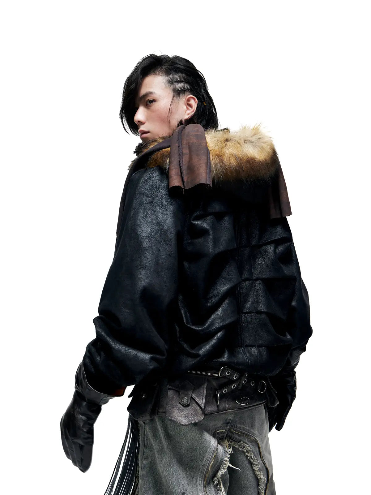 Personsoul Sun Totem Fur Collar Hoodie-IYAMIUIO