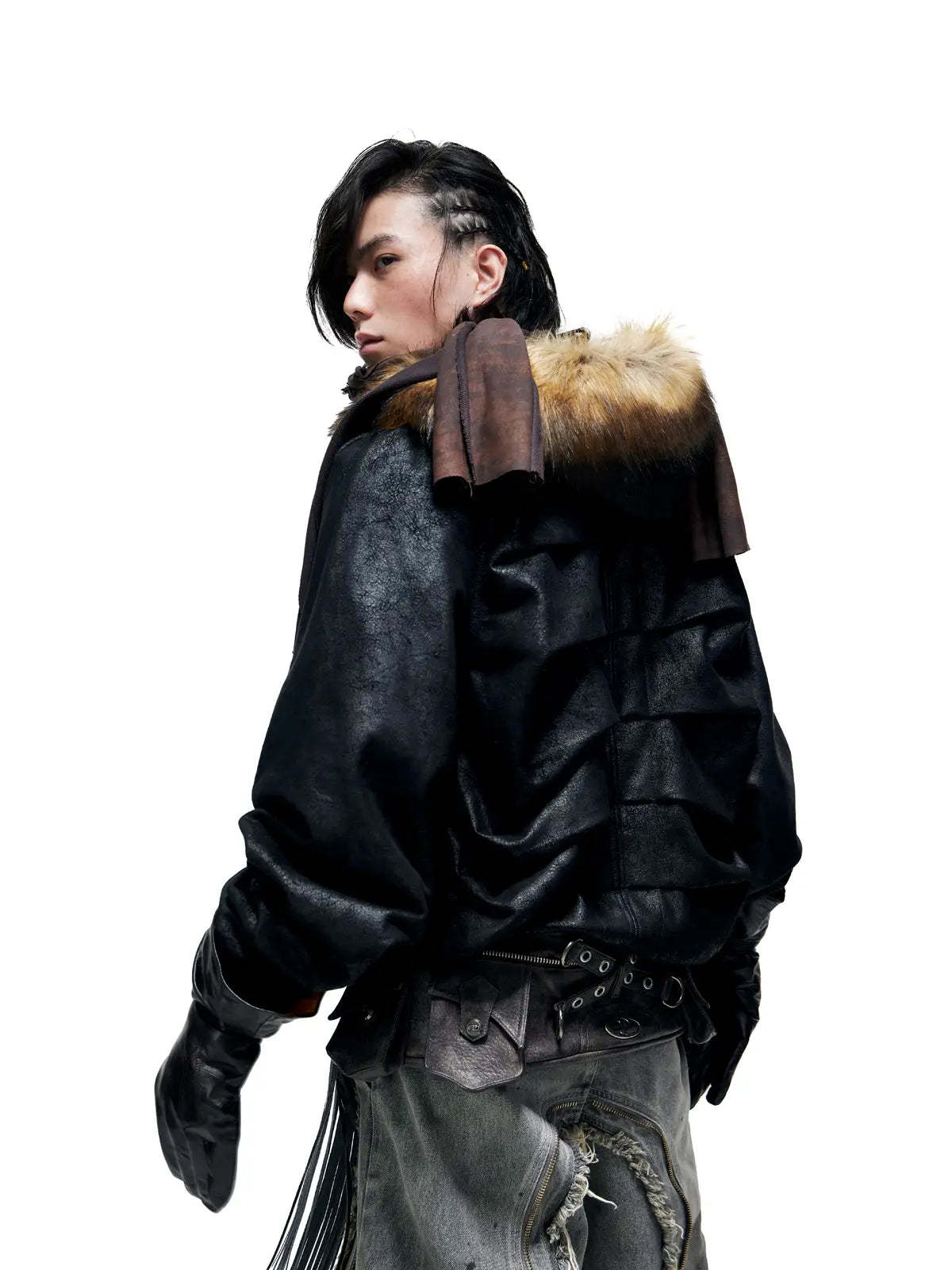 Personsoul Sun Totem Fur Collar Hoodie-IYAMIUIO