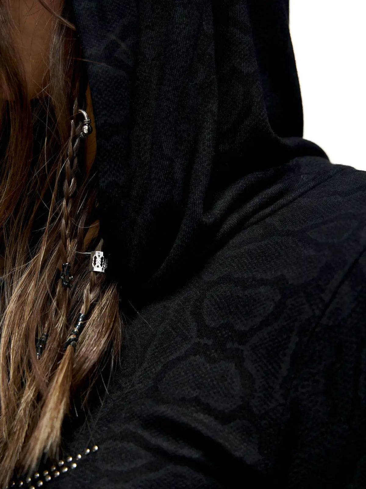 Personsoul Sun Totem Mesh Hooded Bottoming Shirt-IYAMIUIO