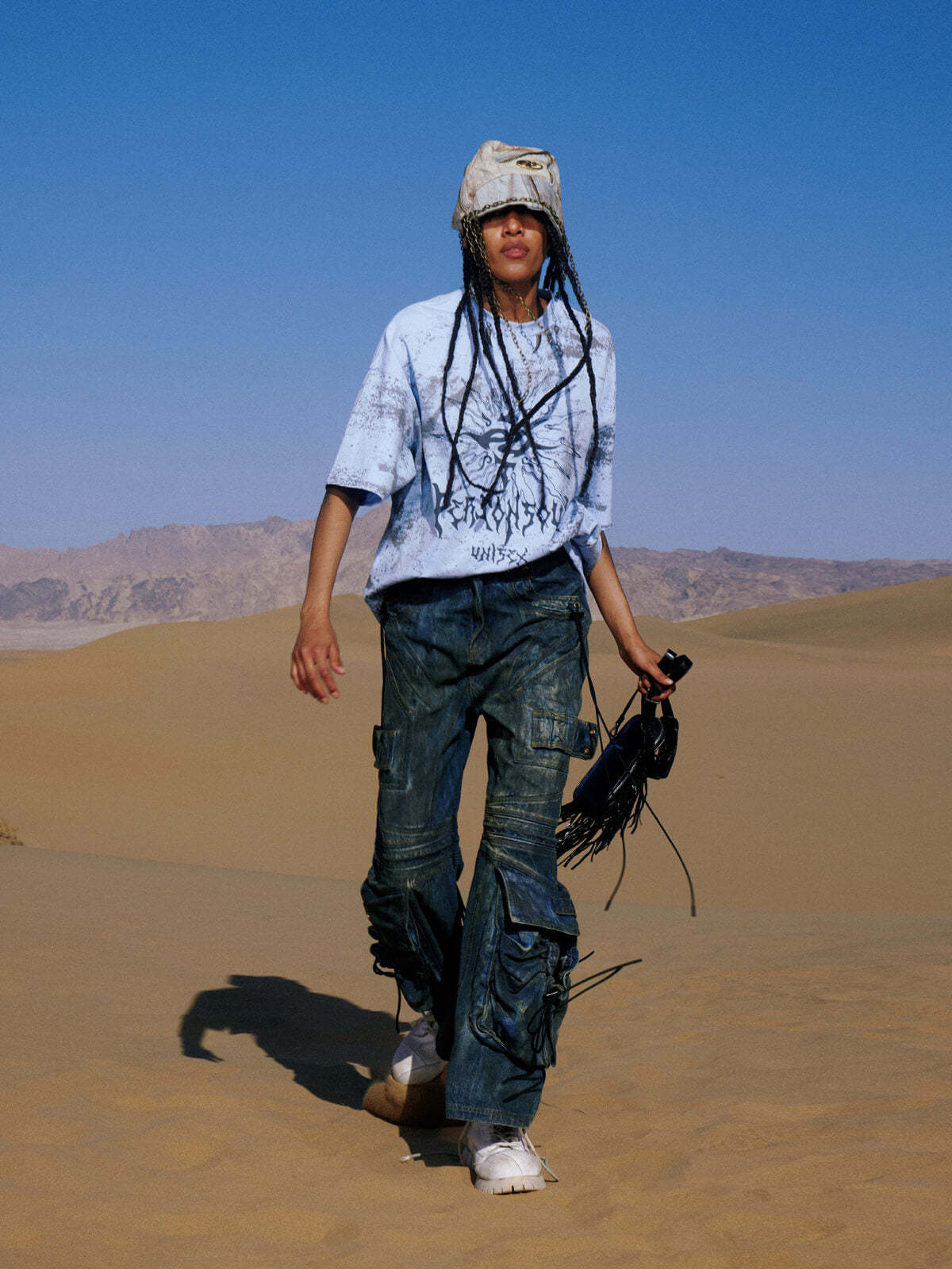 Personsoul Desert Sun Mystical Graphic T-shirt-IYAMIUIO