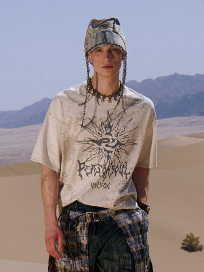 Personsoul Desert Sun Mystical Graphic T-shirt-IYAMIUIO