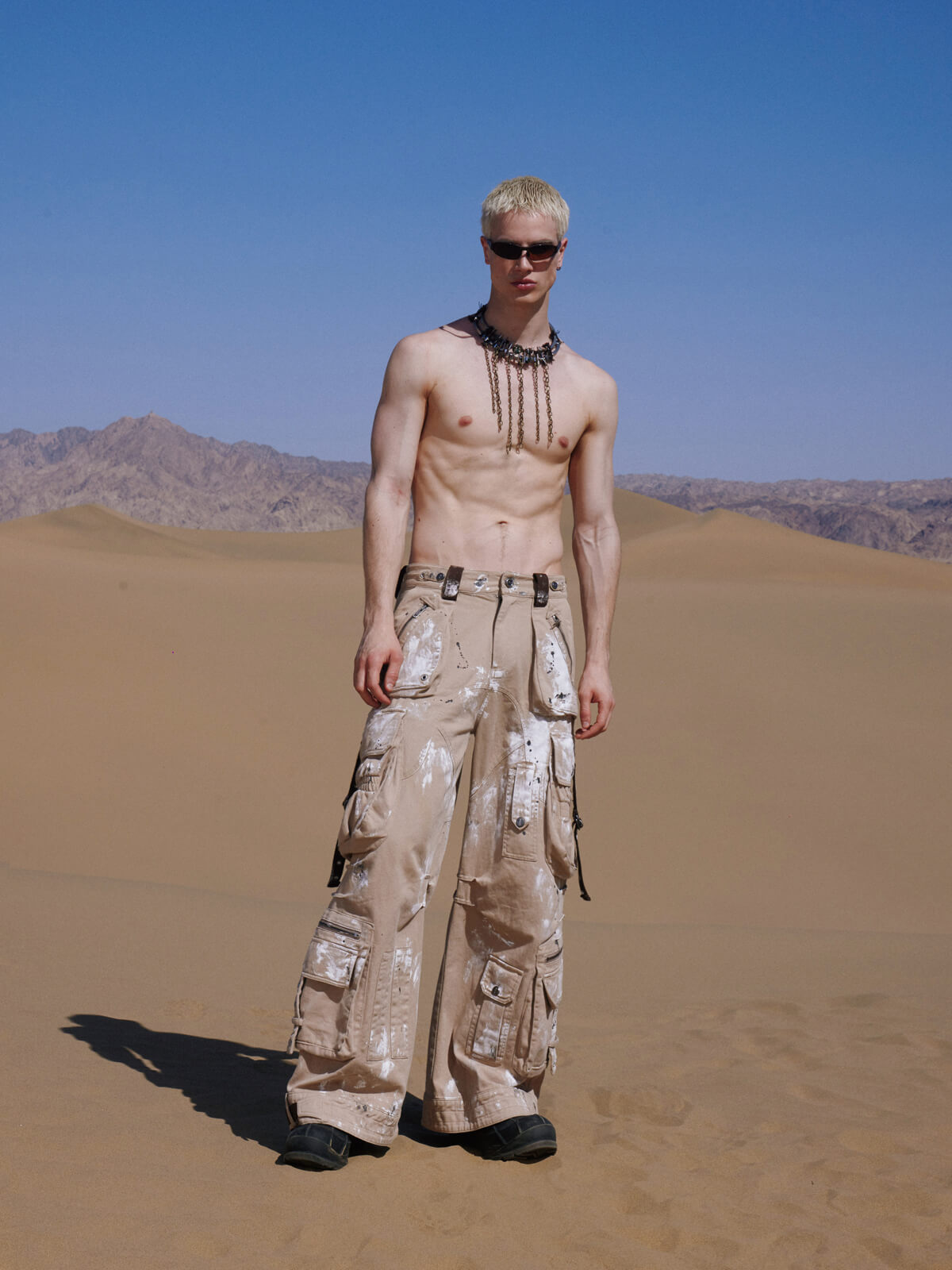 Personsoul Tactical Structure Paint Stains Cargo Pants-IYAMIUIO