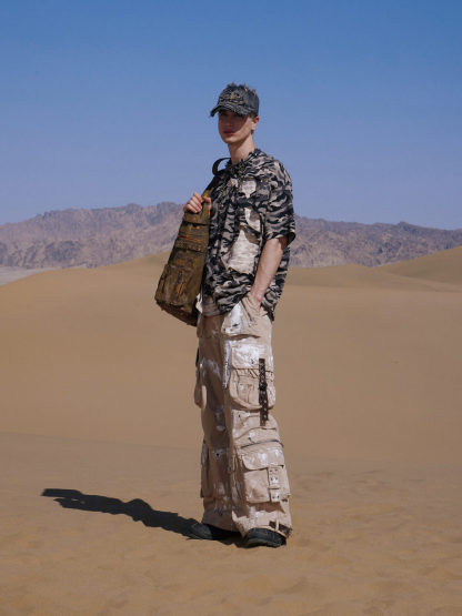 Personsoul Tactical Structure Paint Stains Cargo Pants-IYAMIUIO