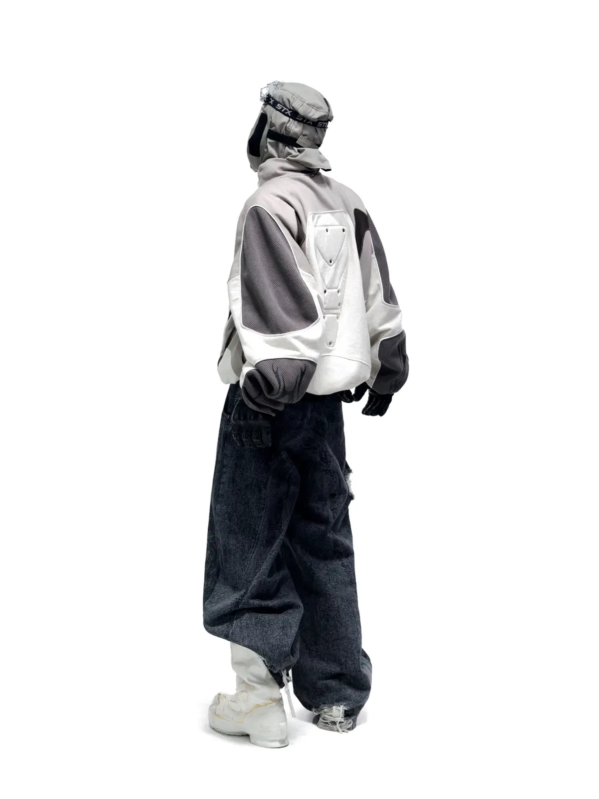 Personsoul Textured Black Print Ripped Jeans-IYAMIUIO