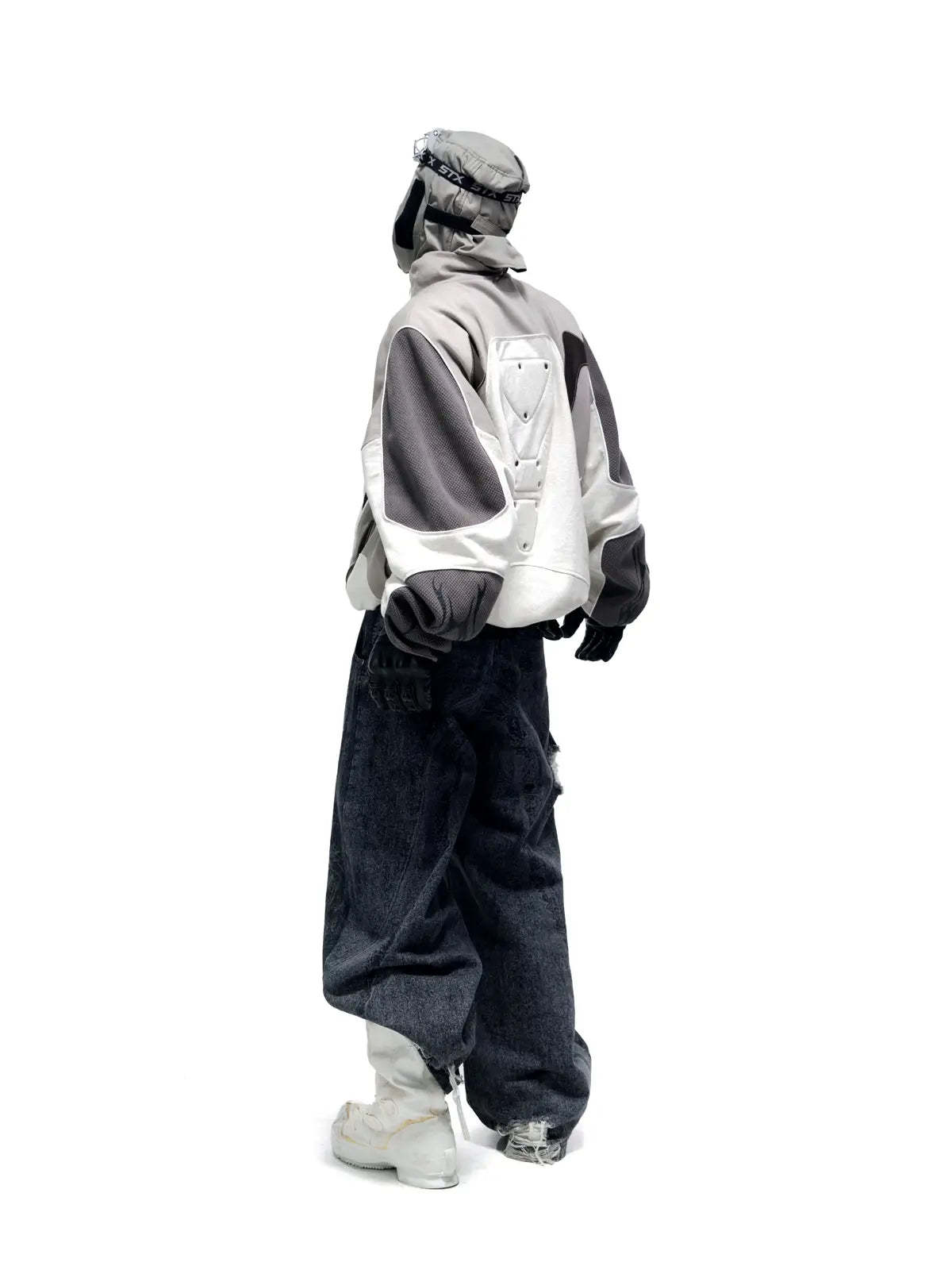 Personsoul Textured Black Print Ripped Jeans-IYAMIUIO