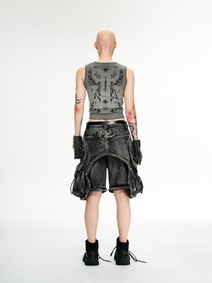 Personsoul Totem-Inspired Cropped Tank Top-IYAMIUIO