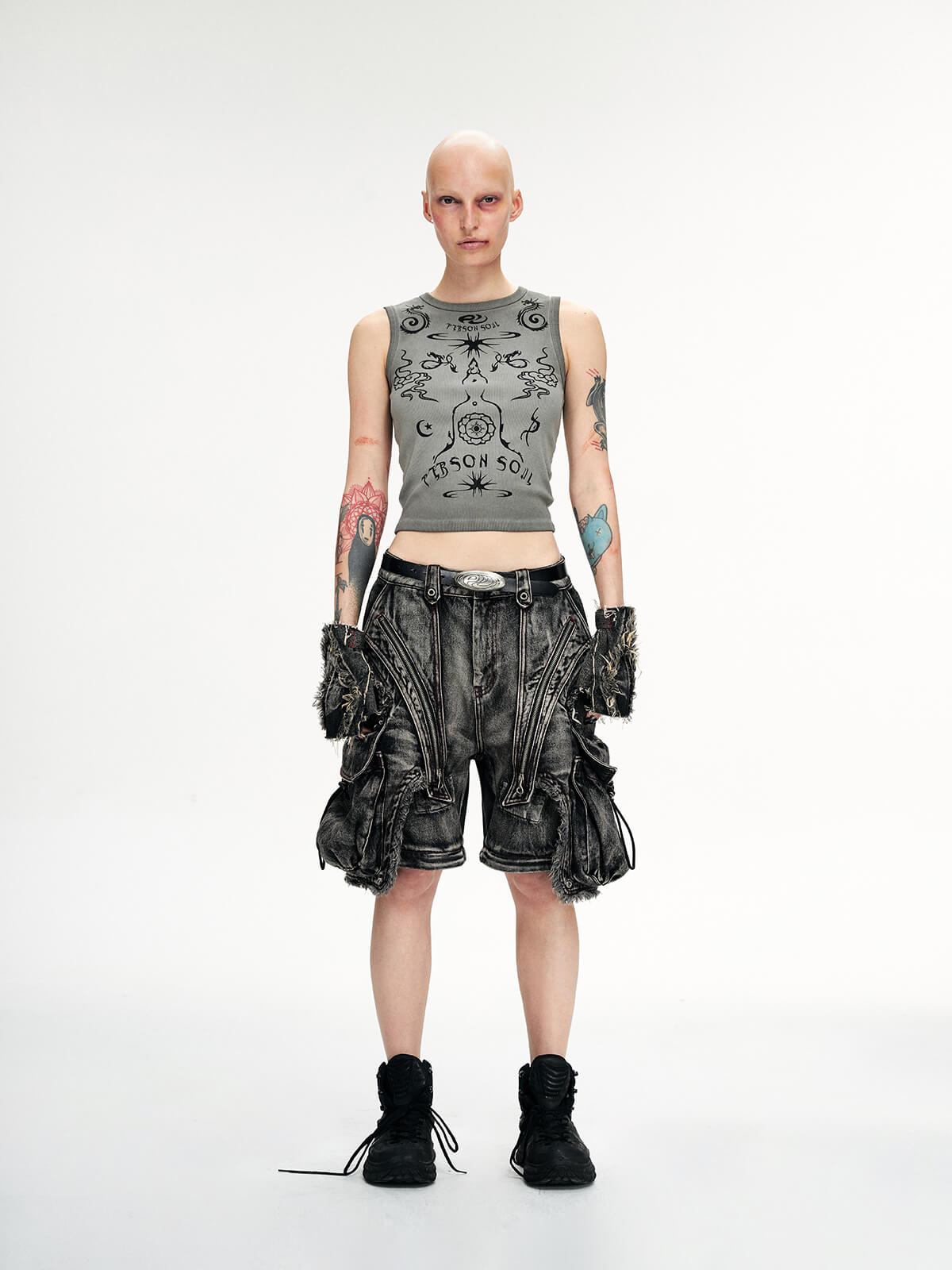 Personsoul Totem-Inspired Cropped Tank Top-IYAMIUIO
