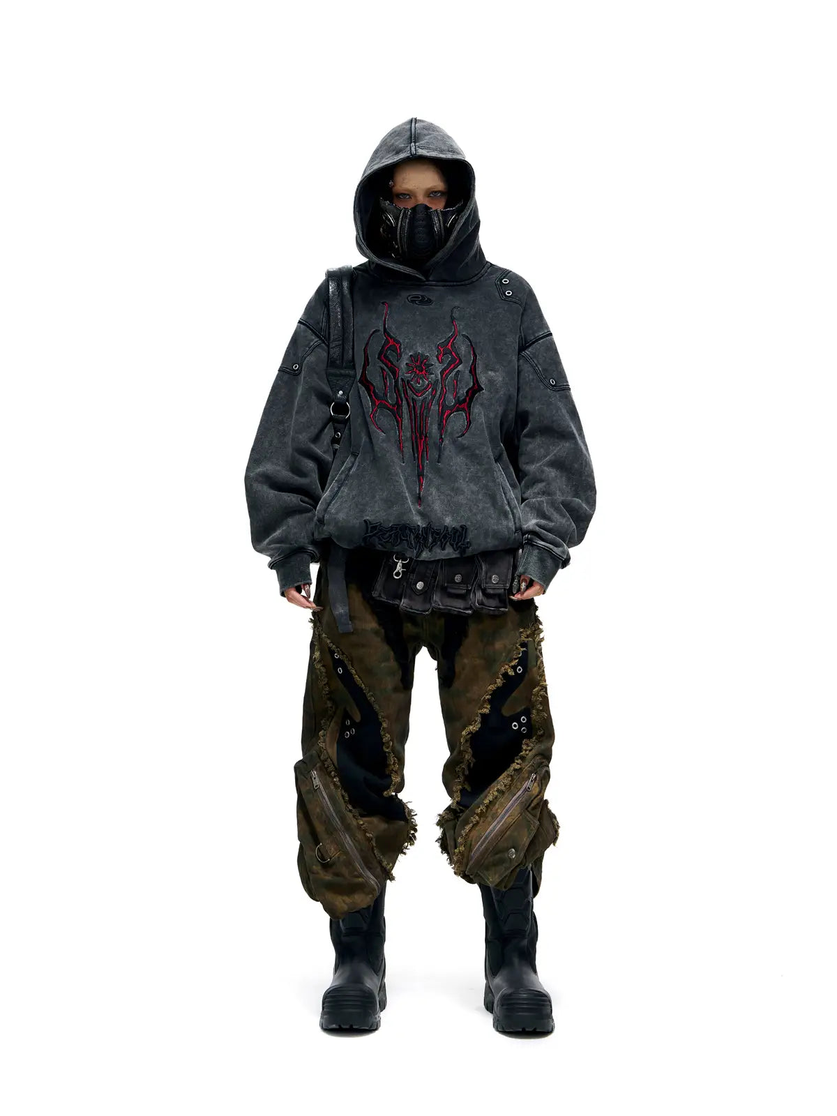 Personsoul Totem Embroidered Washed Hoodie-IYAMIUIO