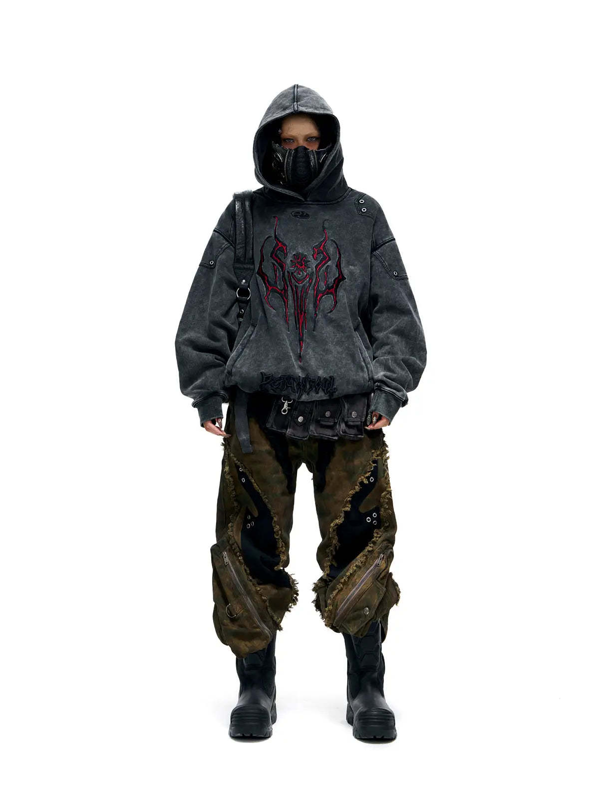 Personsoul Totem Embroidered Washed Hoodie-IYAMIUIO