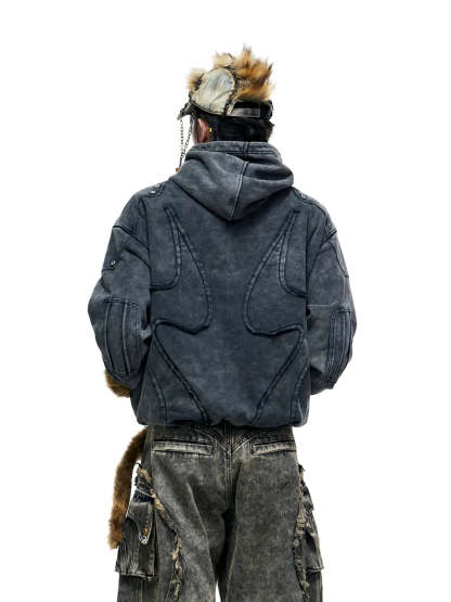 Personsoul Totem Embroidered Washed Hoodie-IYAMIUIO