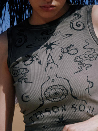 Personsoul Totem-Inspired Cropped Tank Top-IYAMIUIO
