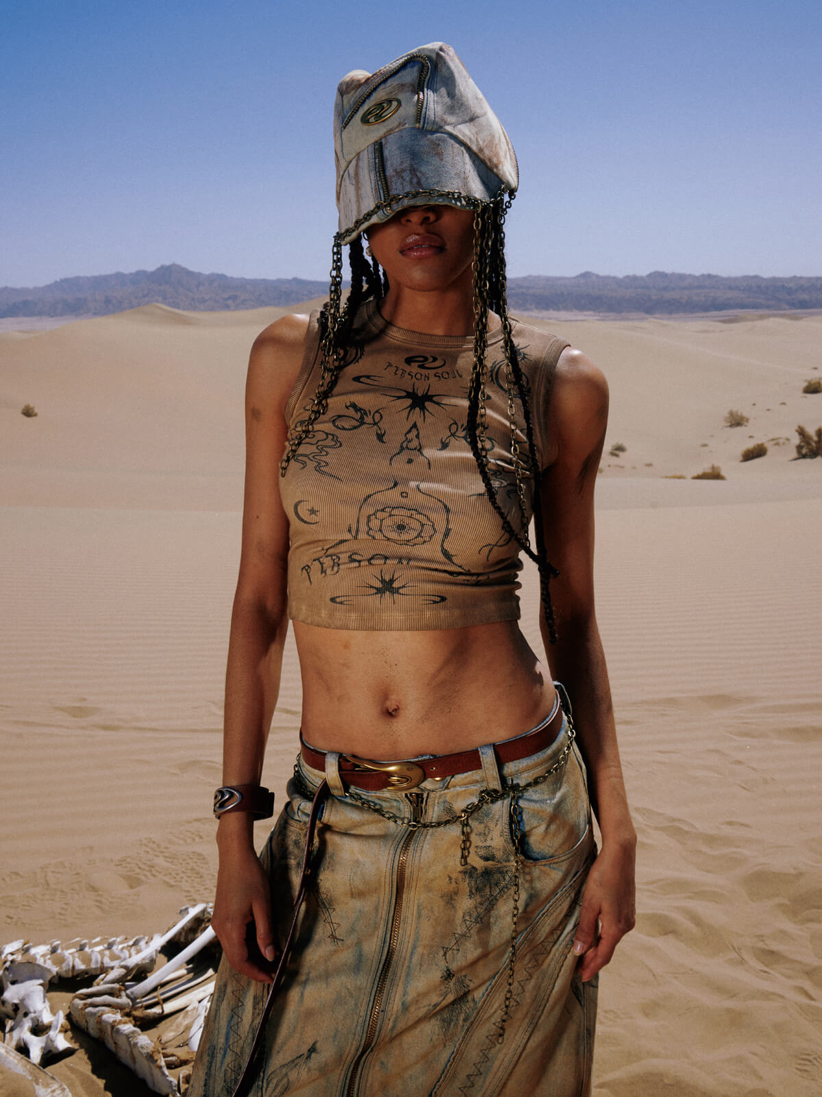 Personsoul Totem-Inspired Cropped Tank Top-IYAMIUIO