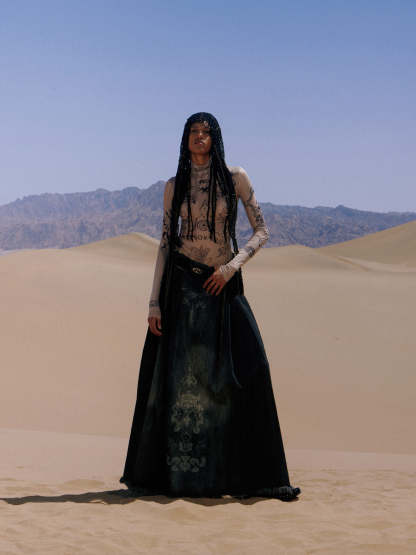 Personsoul Desert Totem-Inspired Skin Highneck Top-IYAMIUIO